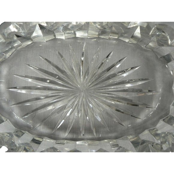Dish Oval Starburst Glass Mint Candy Saw Tooth Rim Elegant Mid-Century - Picture 5 of 12